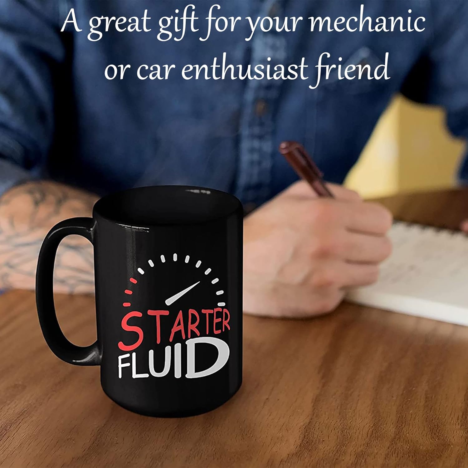 Starter Fluid Mug Brother Enthusiast Car Funny Gifts - Enthusiast Gift for Dad Papa Uncle, Mechanic Novelty Gifts for Fathers Day Birthday Anniversary Christmas - Mechanic Mugs For Men Black Mug 15oz - Image 2