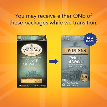 Twinings Prince of Wales Tea A Light & Velvety Smooth Caffeinated Black Tea, Individually Wrapped Tea Bags, 20 Count (Pack of 4)