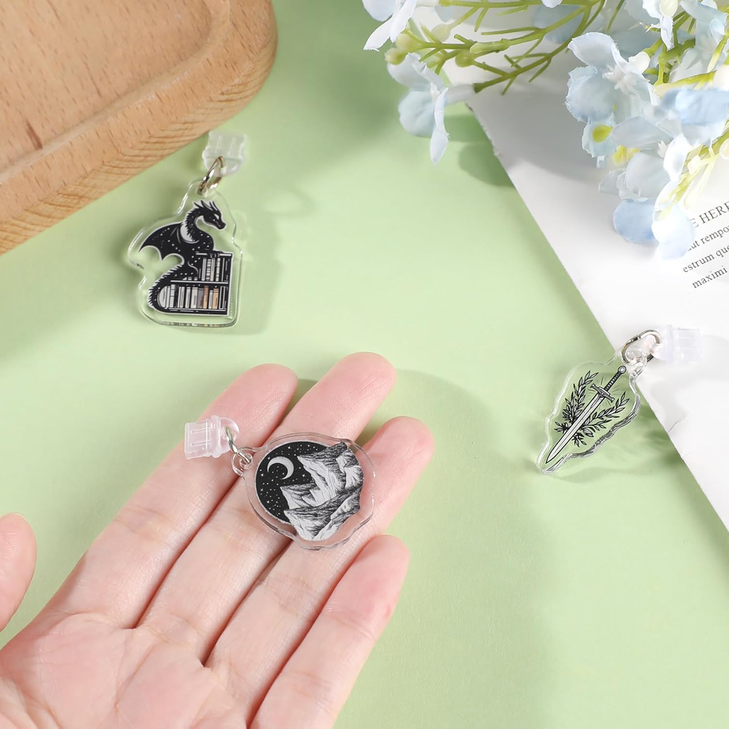 Dust Plug Charms for Kindle - 3 Pack Fantasy Gothic Aesthetics Charging Port Cover for E-Readers Book Lovers