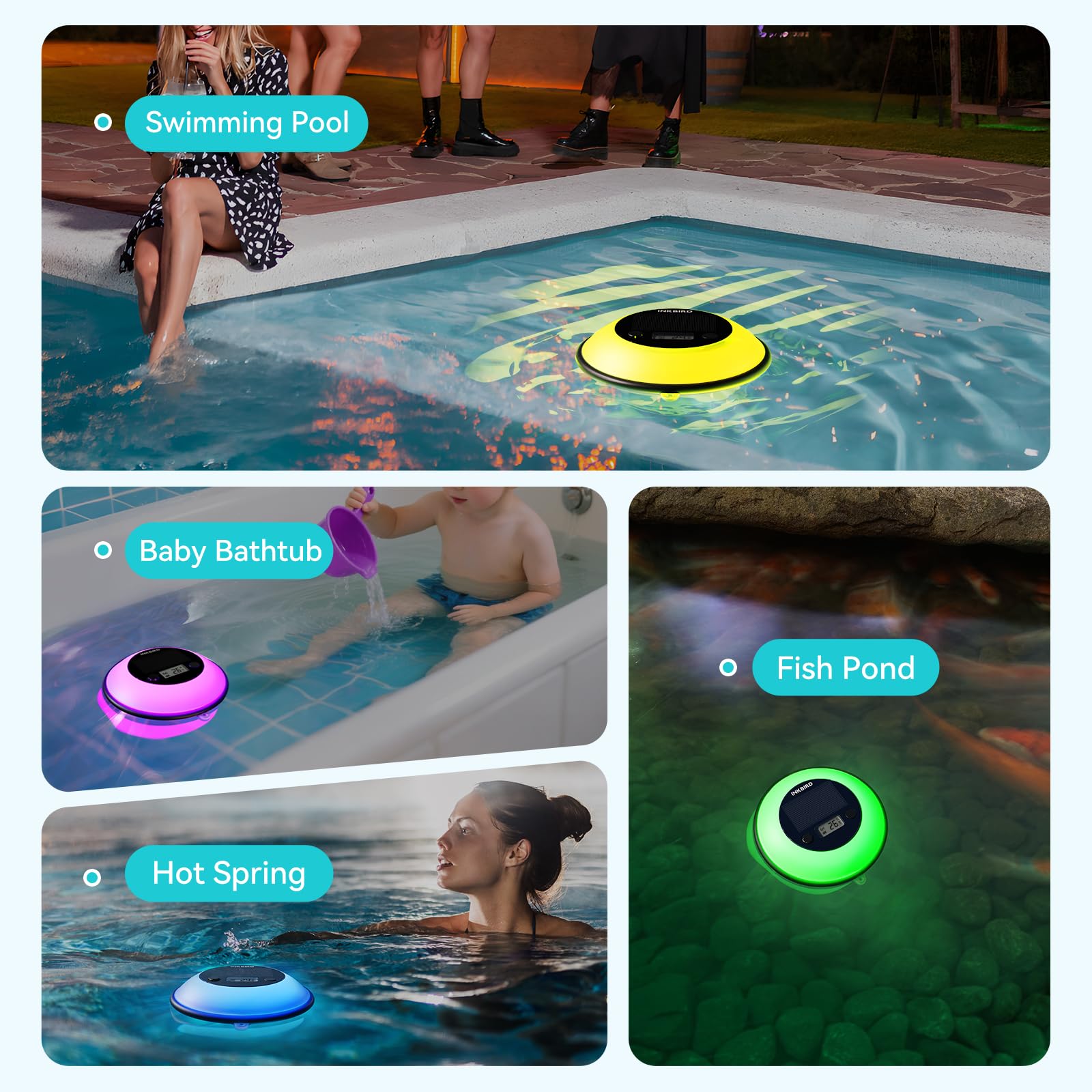 Inkbird IBS-P05R Umgebungslicht-Poolthermometer mit kabellosem Monitor