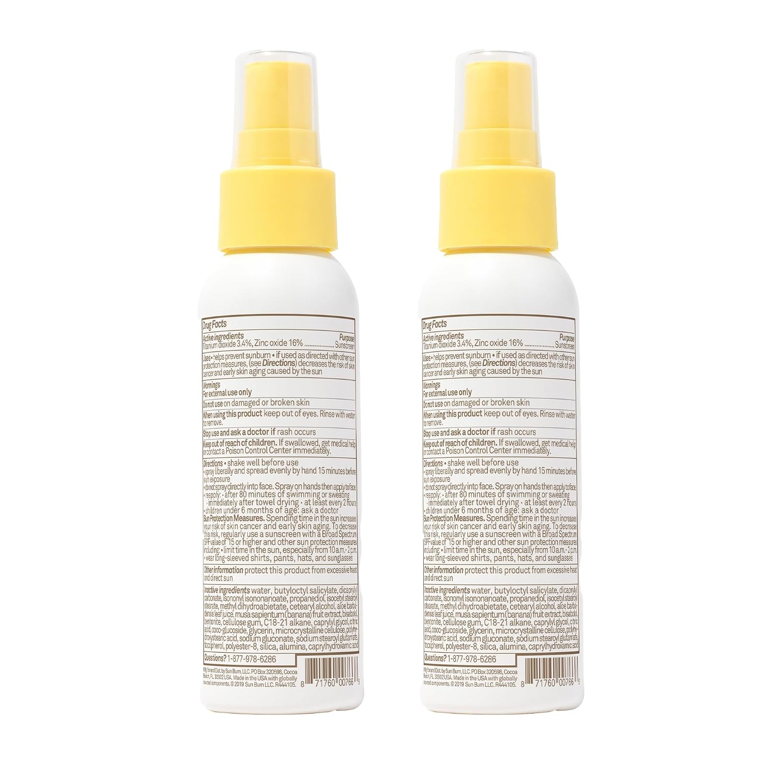 Sun Bum Baby Bum SPF 50 Sunscreen Spray | Mineral Uva/Uvb Face & Body Protection for Sensitive Skin | Fragrance Free | Travel Size | 3 fl oz | 2 Pack