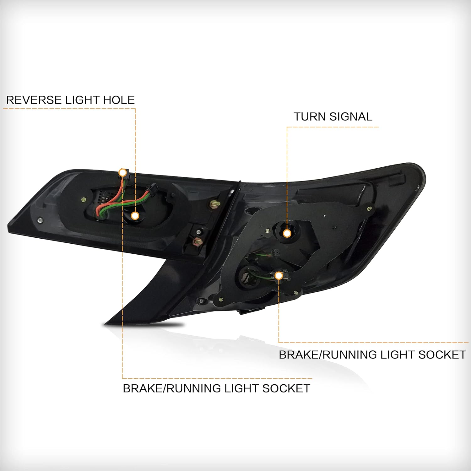 VLAND Tail lights Assembly Fit for Toyota Camry 2012 2013 2014, Rear Lamp with DRL, Back light w/Factory-packed Halogen & Turn Signal, Plug-and-play, Smoked