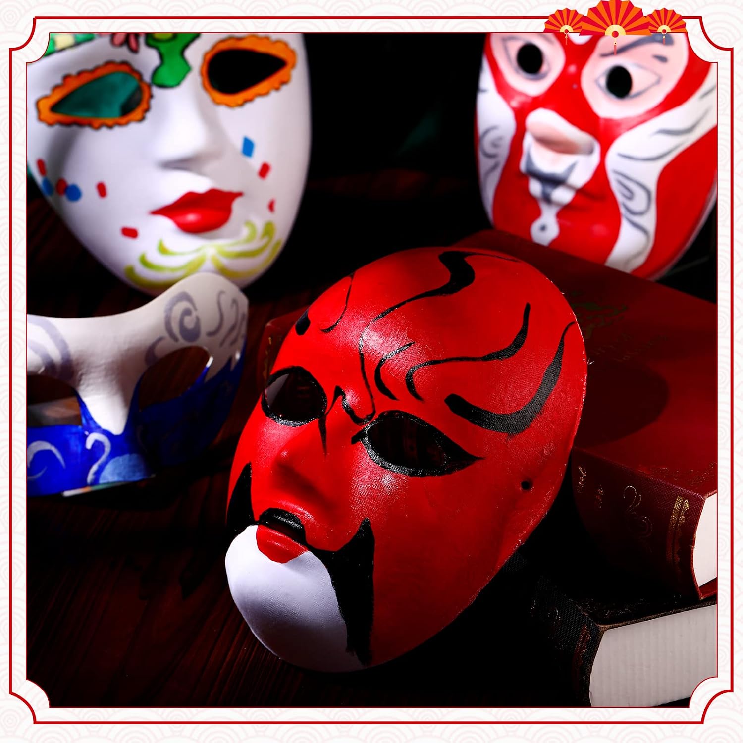 50 PCS Paper Mache Art Mask White - Full Face Paintable Blank Masks for Halloween DIY Mardi Gras Cosplay Dance Party