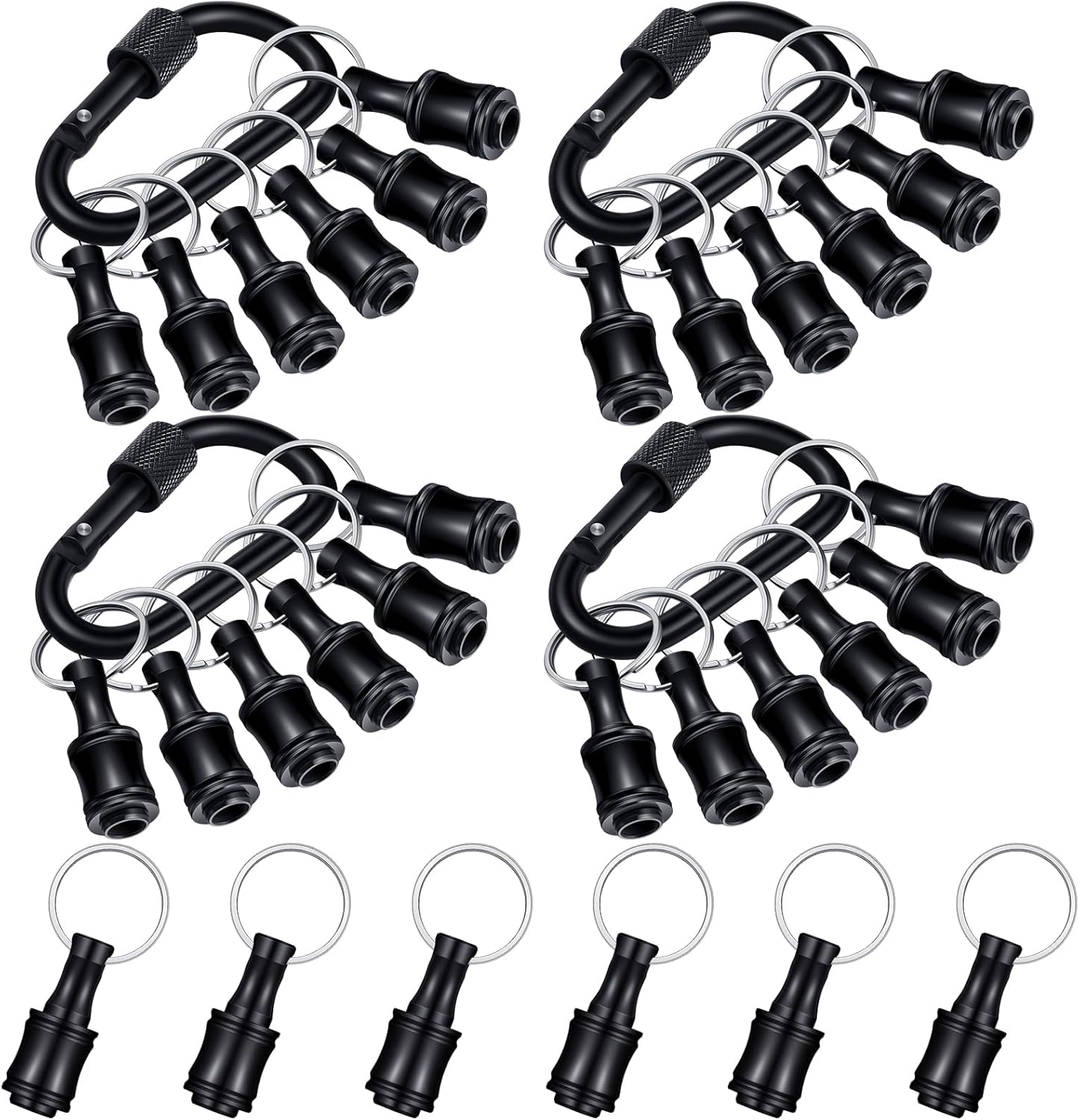 Gisafai 24 Pcs 1/4 inch Bit Holder Carabiner Hex Shank Aluminum Alloy