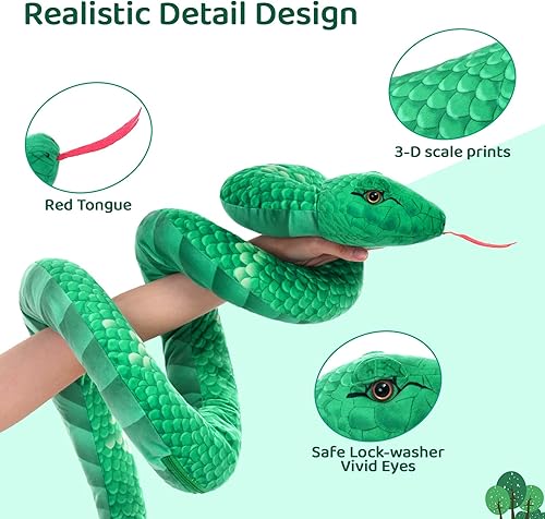 Miniatura 4 de MorisMos Peluche de serpiente gigante para mamá con bebés, juguete de peluche realista de serpiente, serpiente de peluche grande con bebés y huevos
