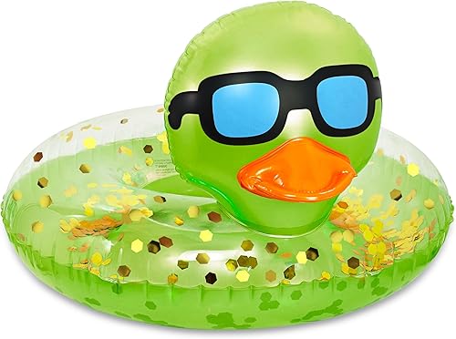 Miniatura 8 de POZA Flotador inflable de pato para piscina vinilo resistente a los rayos UV, confeti de pato para piscina, flotador de piscina de animales, anillo