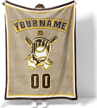 Custom Blanket Baseball Team Throws with Name Number Personalized Baseball Blanket for Men Women Boy Gifts San Diego2
