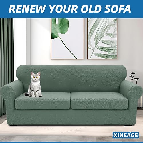 Vista 268 de XINEAGE Funda reclinable de 4 piezas de jacquard elástica con bolsillo, protector de silla reclinable lavable para niños, mascotas, perros y gatos