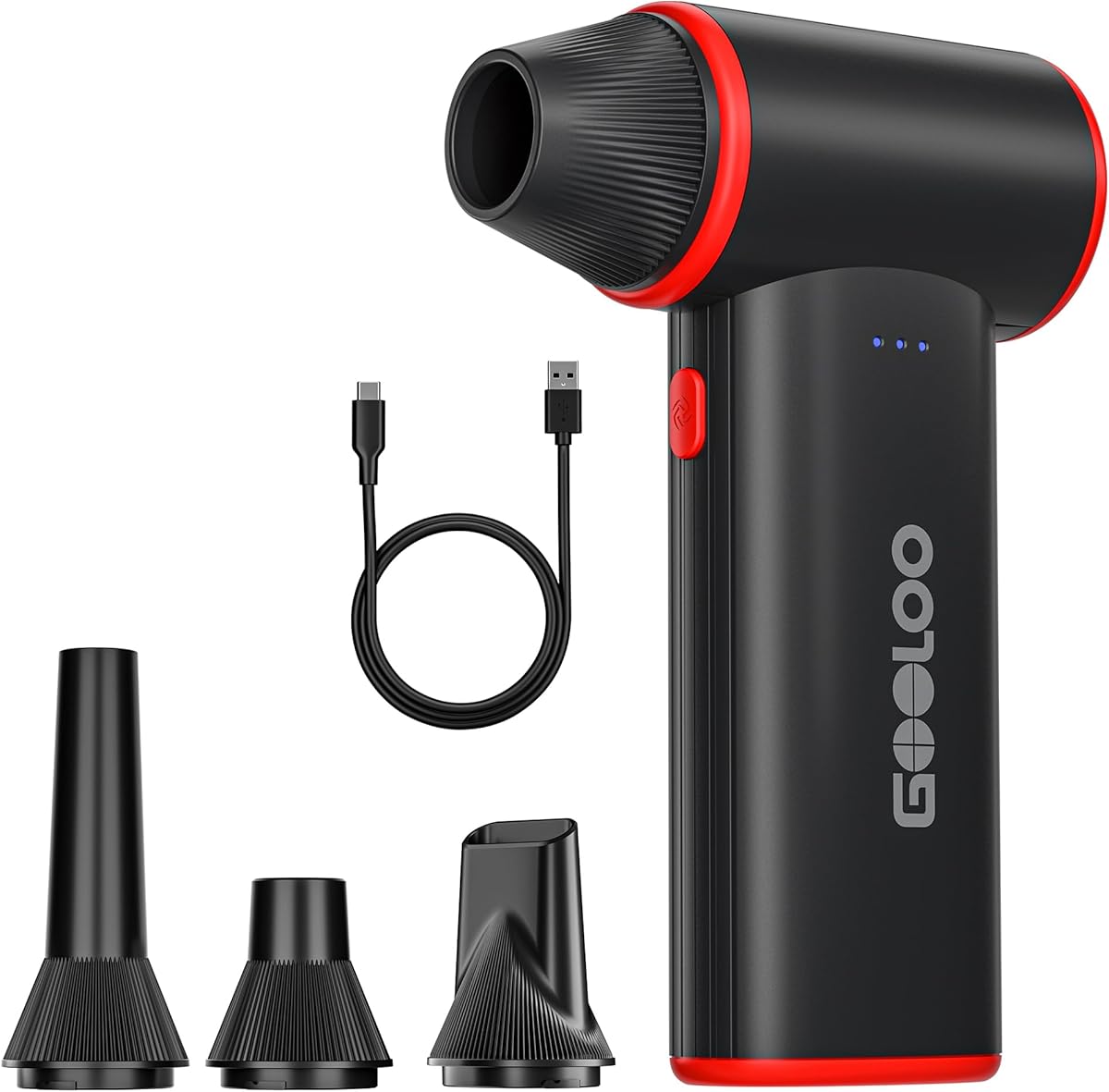 GOOLOO F3 Compressed Air Duster, 150000RPM Duster for Cleaning, 3-Gear Rechargeable Electric Air Blower with Fast Charging, Cordless Mini Blower for PC, Computer, Car, Keyboard, Outdoor
