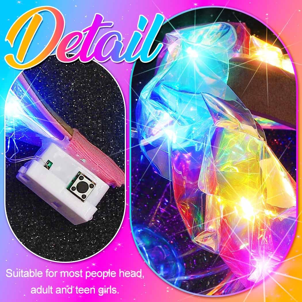 Fashey Light Up Headband Led Headbands Glow Hair Band Birthday Hair Accessories for Girls