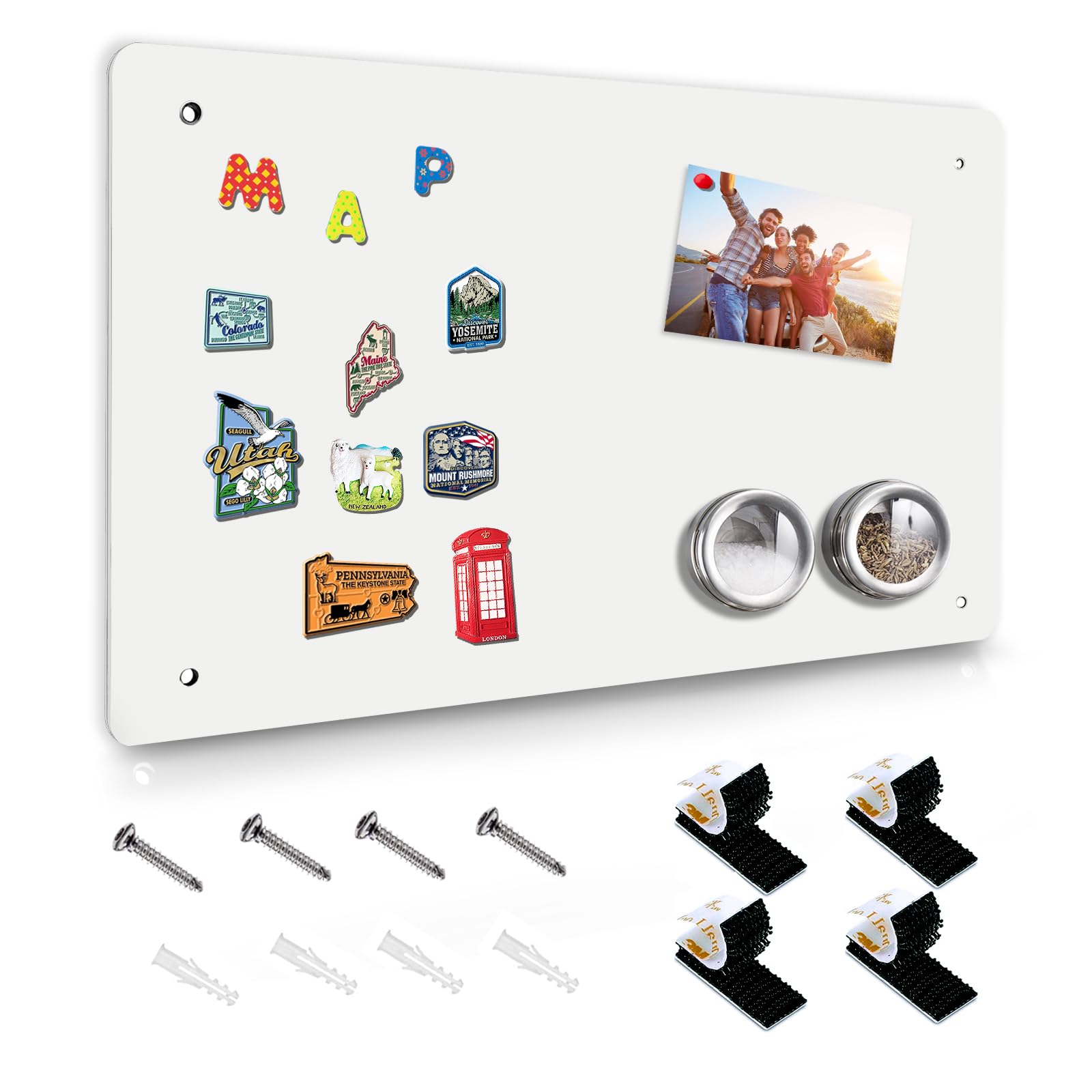 Magnetic Display Board - 17.5x11.4 Inch Steel Bulletin Board For Notes & Photos With Mounting Kit
