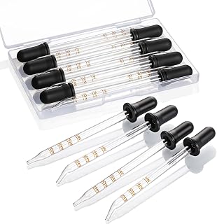 8 Pack, 1 mL Glass Eye Dropper with Measurement - Long Bent & Straight Tip Calibrated Glass Medicine Droppers, Accurate Dose Pipette Dropper for Essential Oil, Feeding, Ear, Eye, Lab, Health, Beauty
