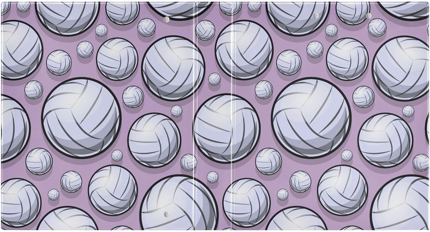 Volleyball Ball Purple Decorative 3 Ring Binder 1.5 Inch Large View Binders with Pockets File Organizer for Office College School, 1 Pack