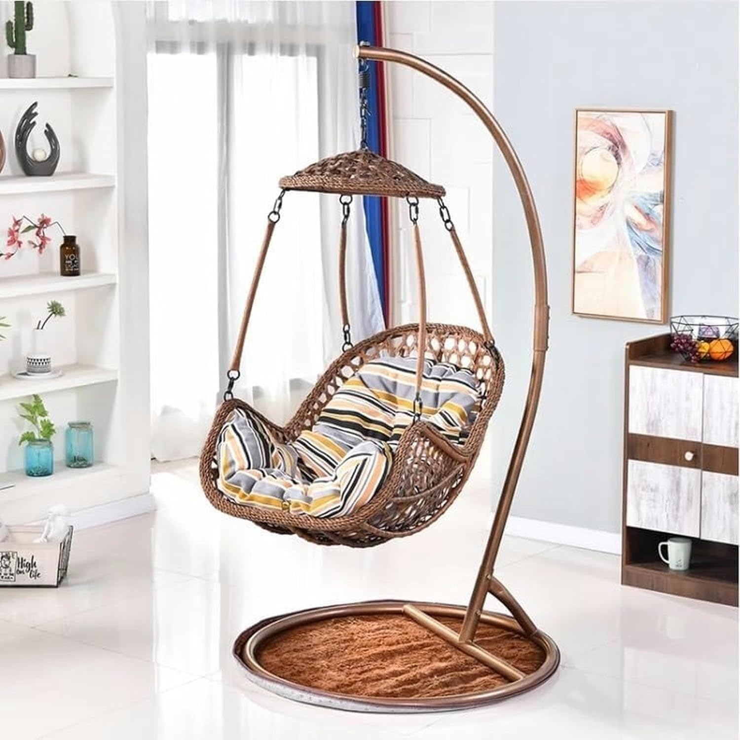 Suspension Egg Chair Cushion Replacement, Indoor/Outdoor Swing Egg Chair Hammock Basket Cushion Replacement, Used for Porch, Balcony, Garden, Terrace, Deck, Swimming Pool (Color : A)