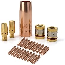 25pk Mig Gun .035" kits 000068 contact tip /169725 Nozzle /169728 Diffuser /169729 Adapter for Miller M25 M40 Millermatic 200,210,212,250,250X, 251,252,AND Hobart MIG welder 25PK .035 tips kit
