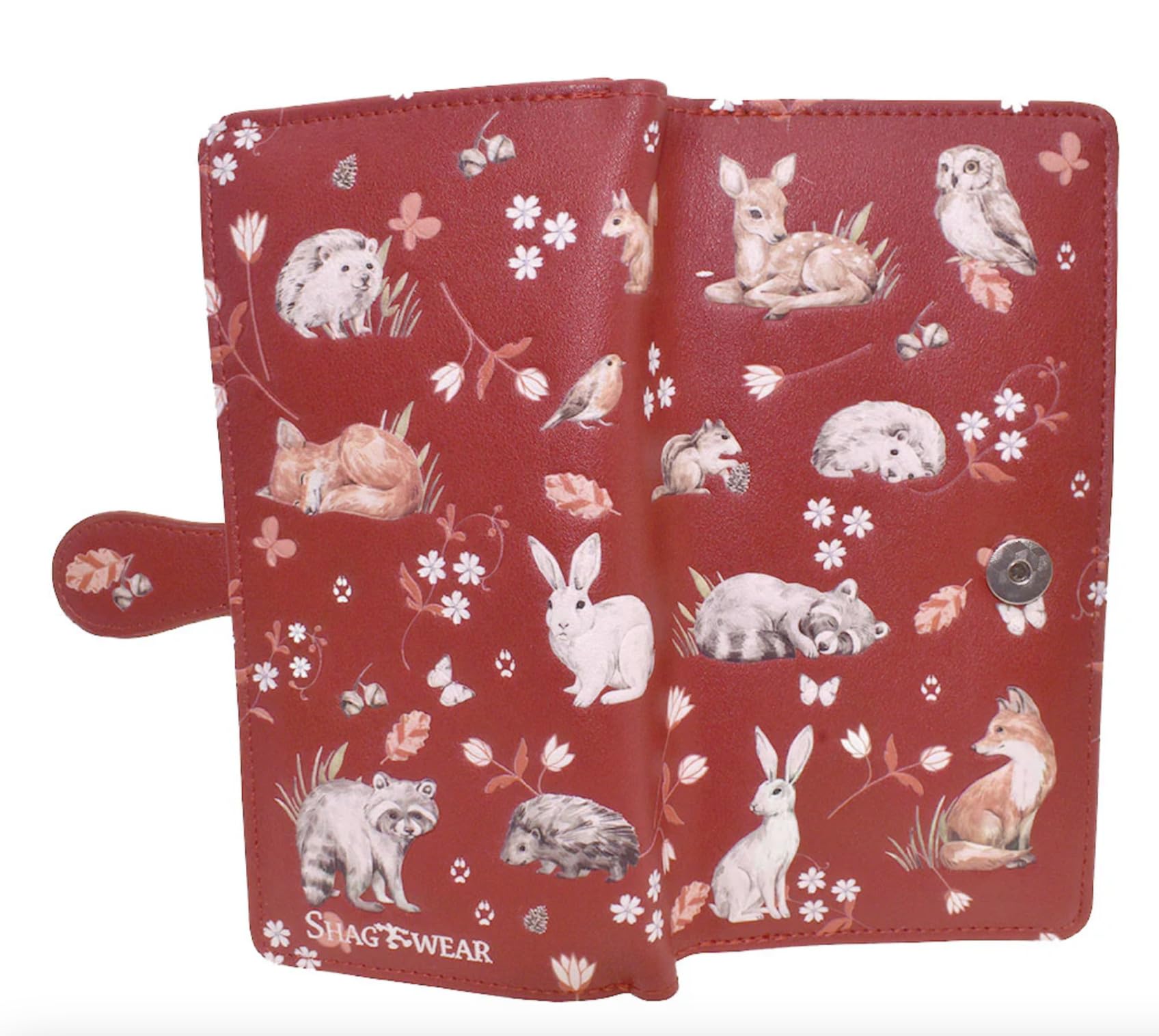 Shag Wear Forest Friends Large Animal Wallet 7" Red
