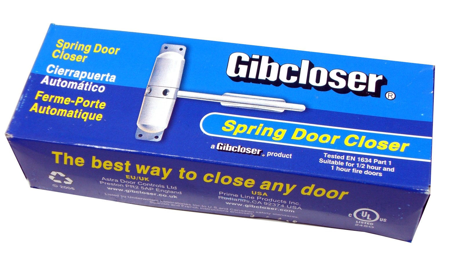 Gibcloser Surface Mounted Automatic Spring Door Closer - White.