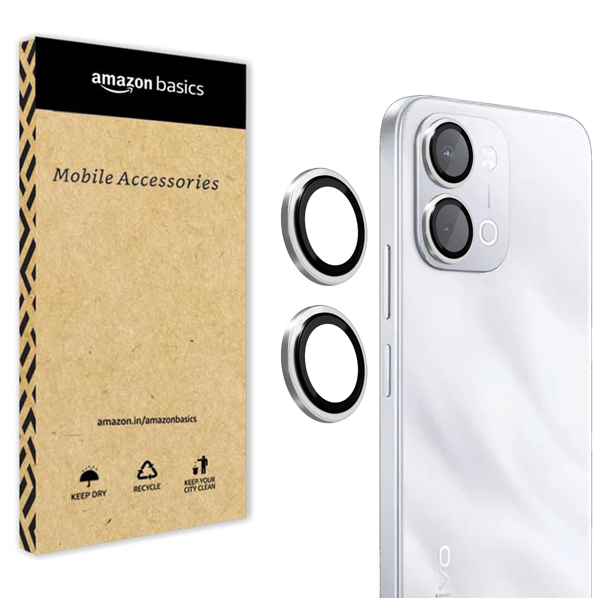 amazon basics Camera Glass Lens Protector Ring for Vivo T5X 5G Case Friendly with Edge to Edge Coverage and Easy Installation (Silver)-image-40