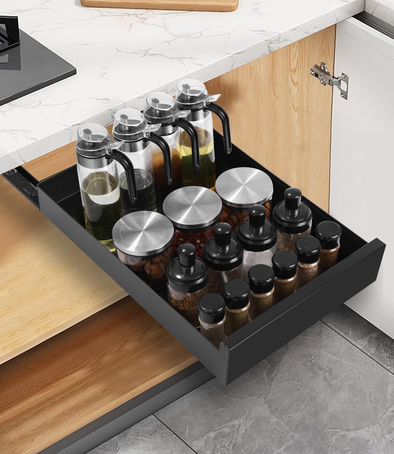 Tiroir Coulissant Cuisine Pliable, Rangement Et Organisation Cuisine Fixe Avec Film Adhesif Coulissant Rangement Armoire Cuisine Sans Percage Ni Clouage Petit 85034107