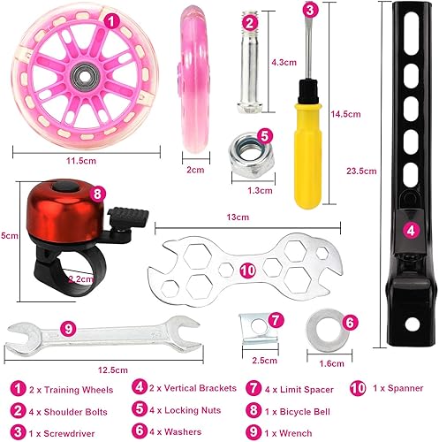 Miniatura 6 de Ruedas flash de entrenamiento de bicicleta, ruedas de apoyo estabilizadores de bicicleta para niños, marco de acero para niños de 12, 14, 16, 18, 20