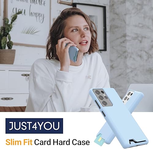 Miniatura 7 de JUST4YOU Carcasa rígida delgada para Samsung Galaxy S21 Ultra con tarjetero (azul mate) CS_HD_CD_GS21U_BL