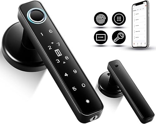 Pomo de puerta de huellas dactilares, perilla de puerta inteligente 5 en 1, cerradura de puerta de huellas dactilares para dormitorio, oficina, disponible en Yaxa Peru
