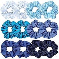 Vista 45 de Sufermoe 12 bandas elásticas para el cabello de seda satinada, color azul surtido de 4.5 pulgadas para mujeres y niñas