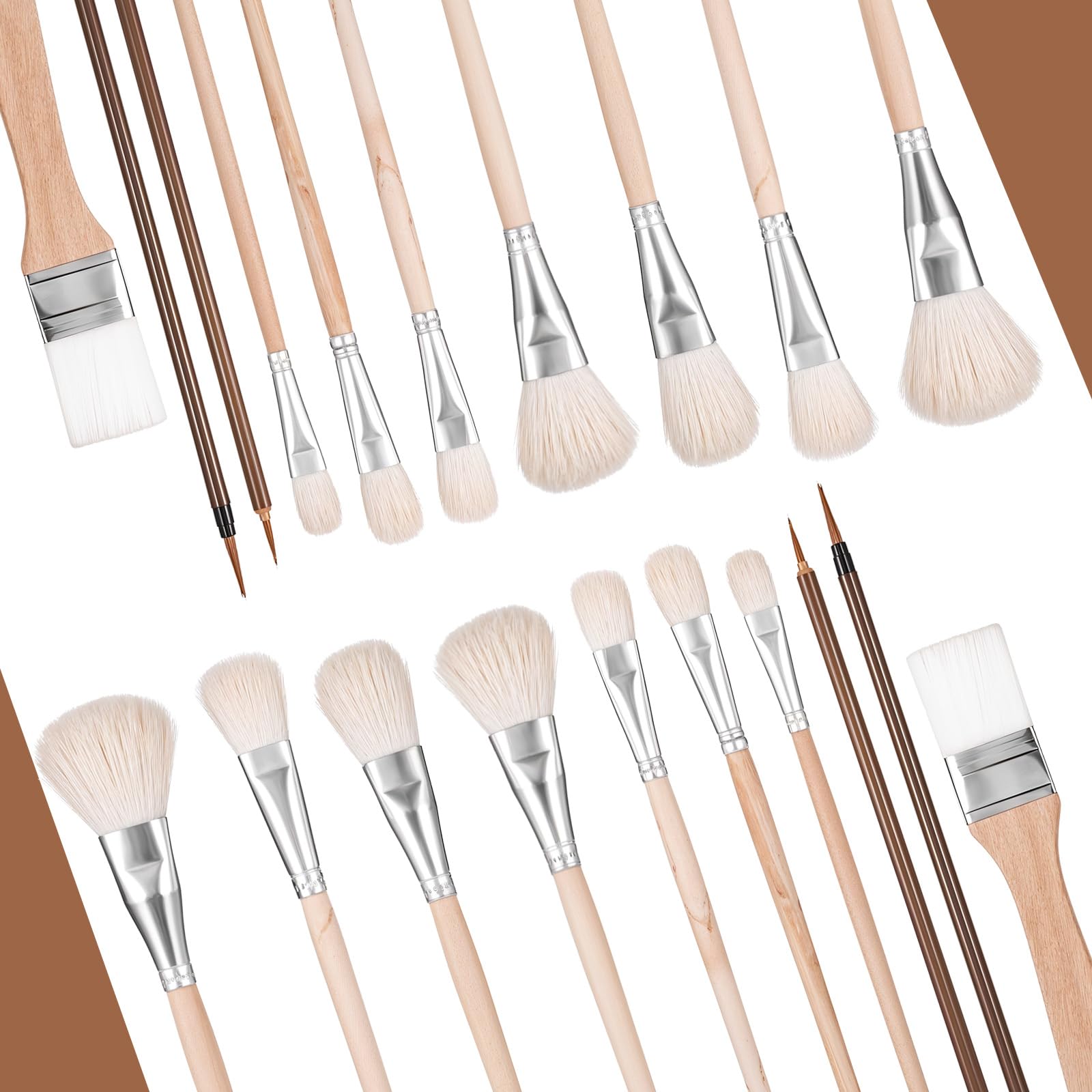 Hpmjz 10 Pcs Pottery Glaze Brushes Glazing Goat Hair Blending - View #2