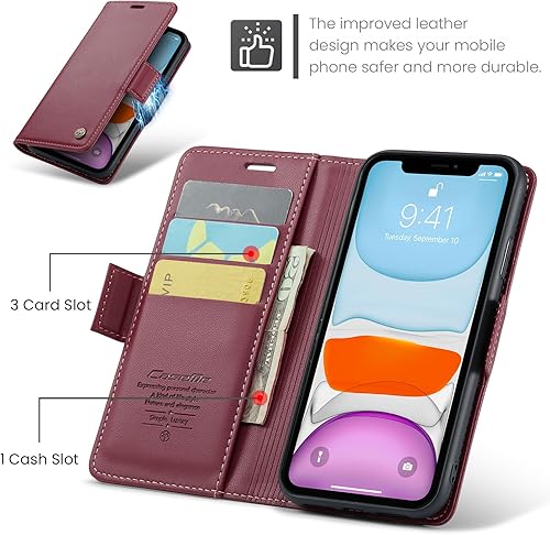 Miniatura 2 de QLTYPRI Funda tipo cartera para iPhone 11, de piel sintética de alta calidad, con cierre magnético, con bloqueo RFID, ranuras para tarjetas de