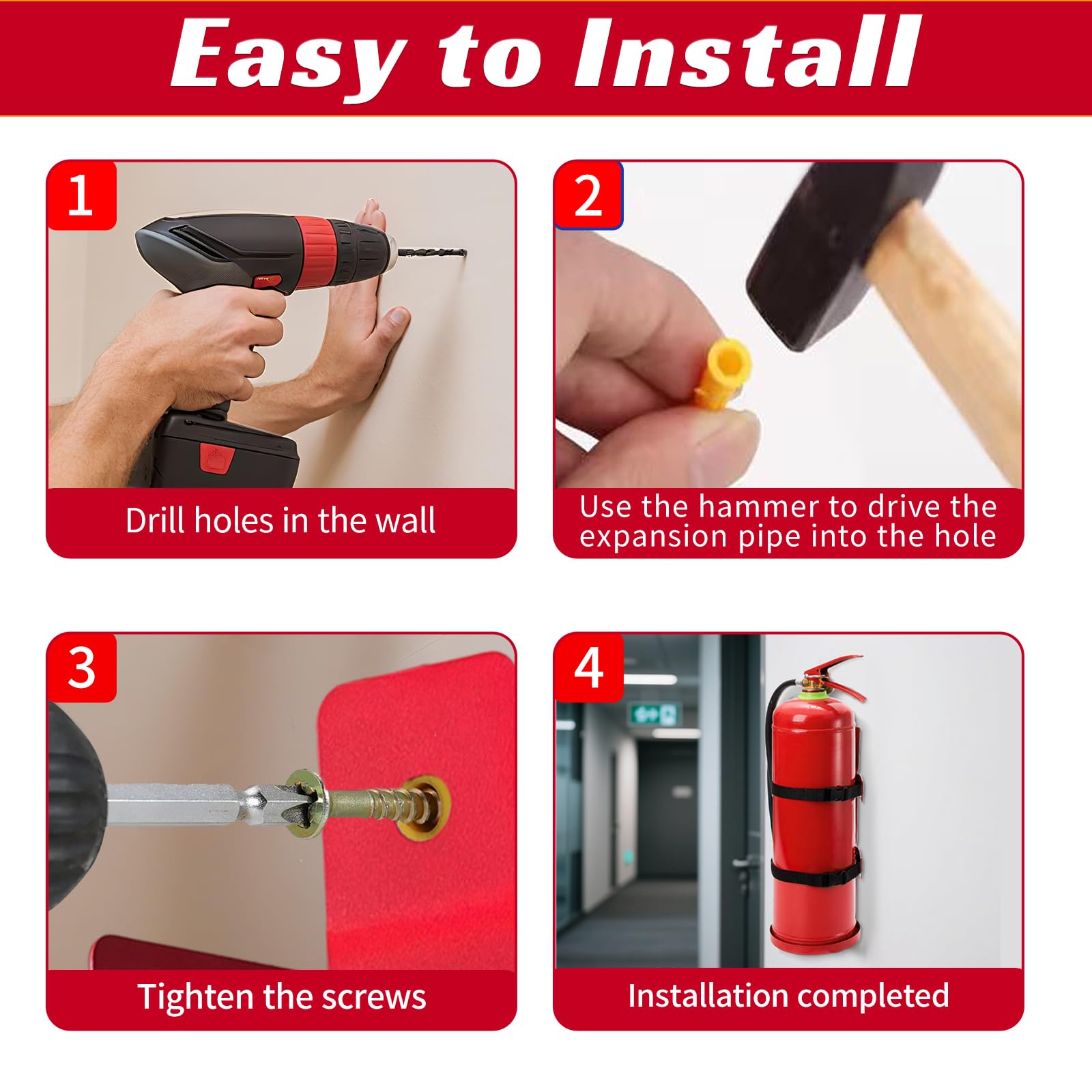 Soporte para extintor de incendios, soporte de pared para extintor, compatible con extintores de 5 libras, ideal para el hogar, coche, caravana, camión
