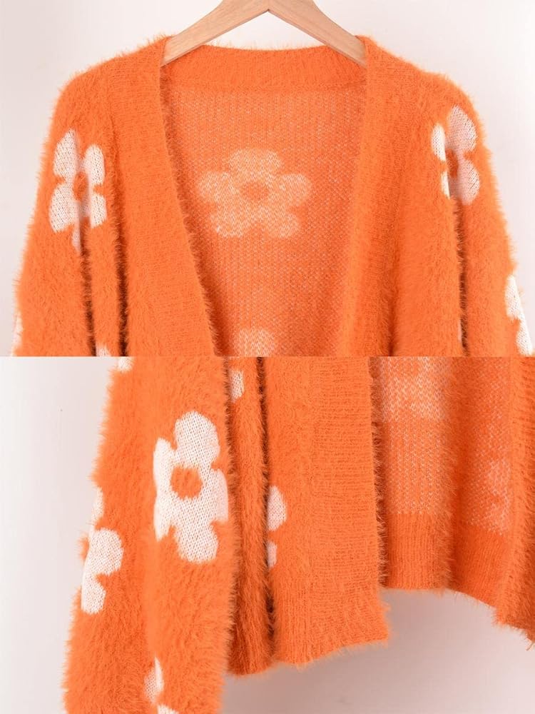 ebossy Women's Vintage Y2K Floral Open Front Cardigan Artistic