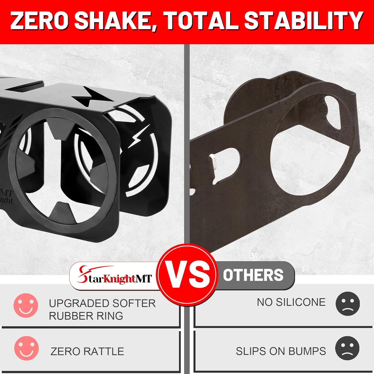 StarknightMT Cup Holder for RZR Passenger Grab Bar, UTV Drink Holder with Upgraded Rubber Fits 18-40oz Cups Compatible with Polaris RZR 1000 XP 14-23, 900 14-20, XP Turbo 16-21, Black