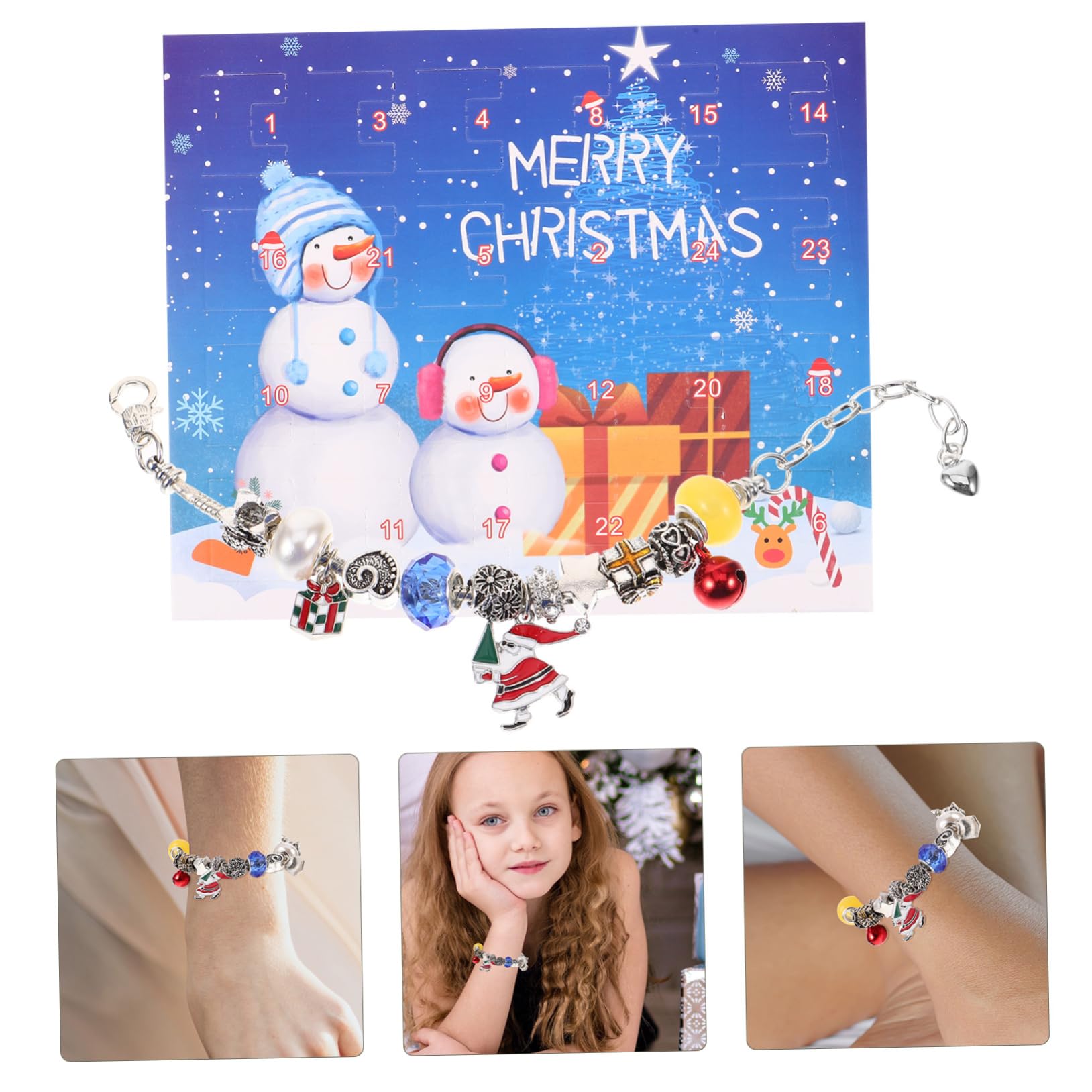Tofficu 3 Juegos Pulsera navideña christmas ornaments complementos navideños accesorios navideños mini Llavero collar decoración de joyería de muñeca cadena de muñeca elegante aleación