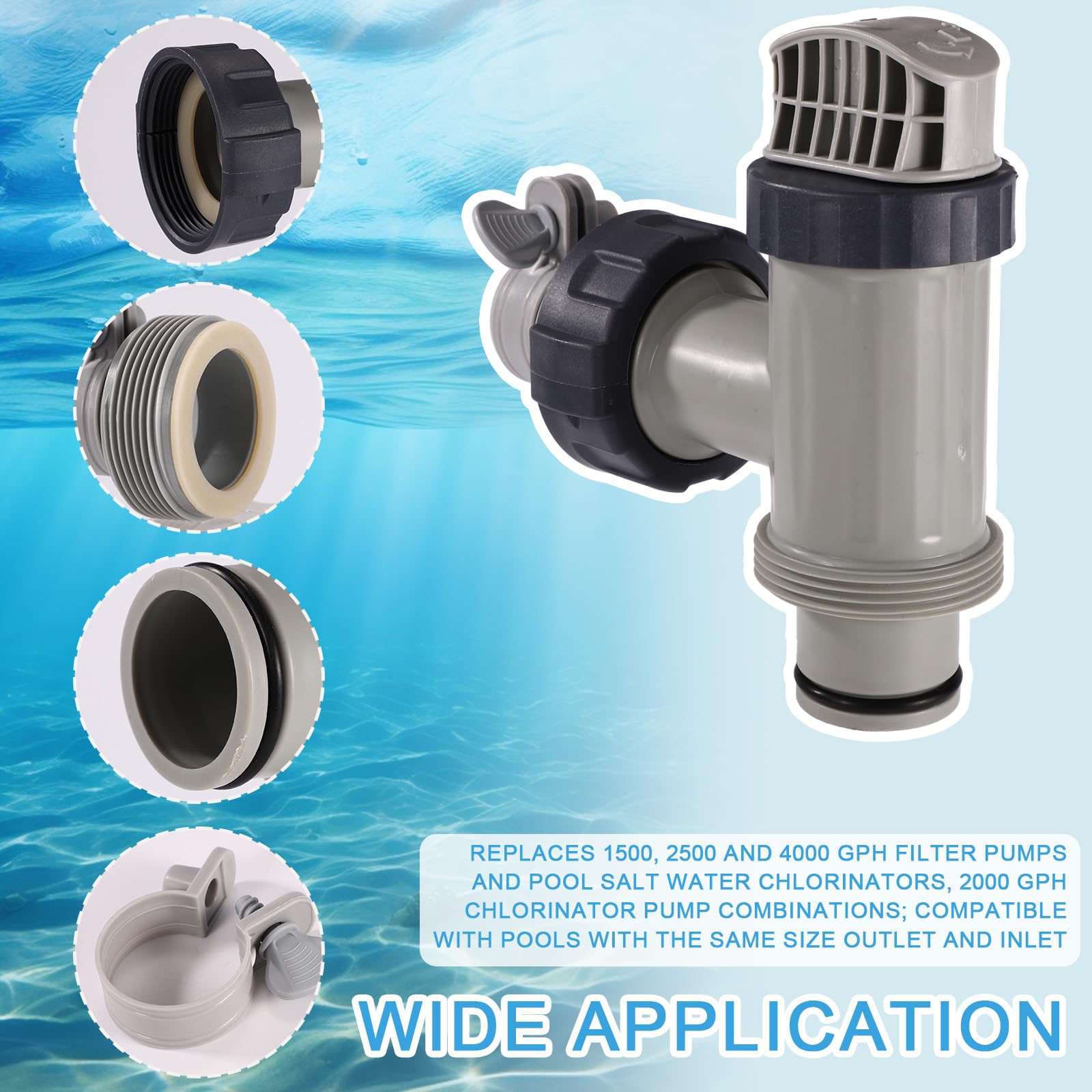 Lyreh Vanne à Piston Adaptateurs Tuyau Type B Compatibles Intex Pièces Piscine Remplacement Vanne Plongeuse Support Tuyau Piscine Hors Sol