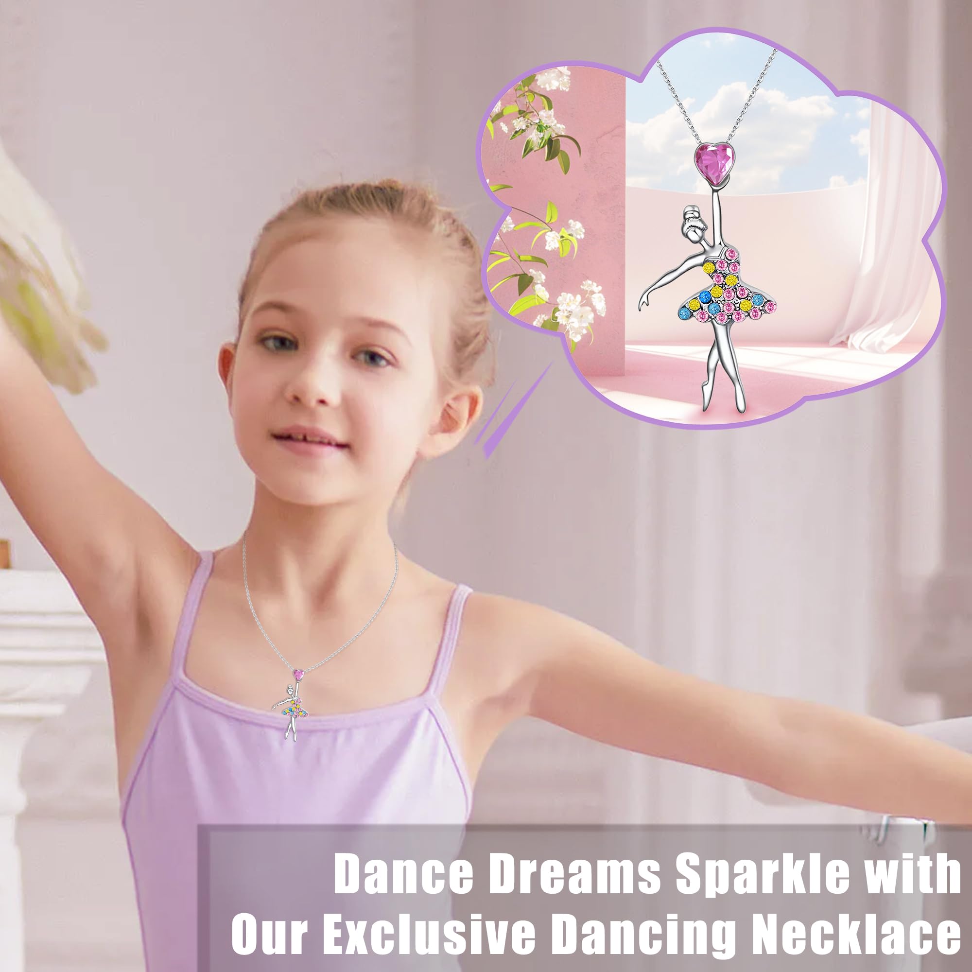 SmileBelle Cheerleader Gymnastics Dance Recital Gifts for Girls, Dance Horse Necklace Cheerleader Outfit as Birthday Gifts for Her, Gymnastics Cheer Necklace Stuff Jewelry as BDAY Gift for Daughter