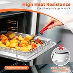Air Panier de friteuse pour four, 2 Régler le four Air Panier et bac à fryer avec 60 PCS Papiers parchemins, Demaxia Crisper Plateau en acier inoxydable non-brillant Air Poêles pour four à convection(15.8" × 11" & 13" × 9.7")