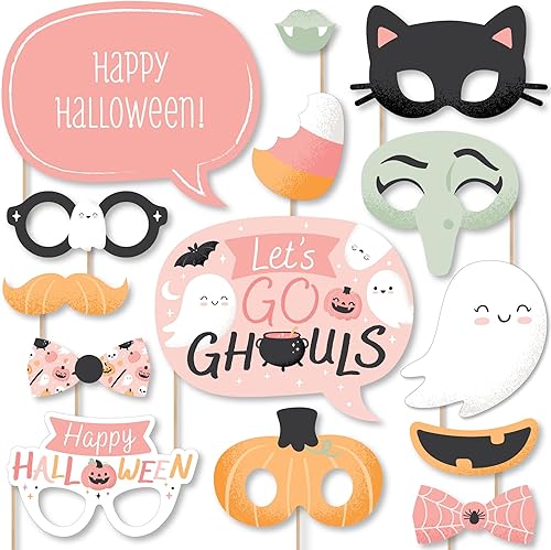 Big Dot of Happiness Pastel Halloween - Kit de accesorios para cabina de fotos de fiesta de calabaza rosa, 20 unidades disponible en Yaxa Peru