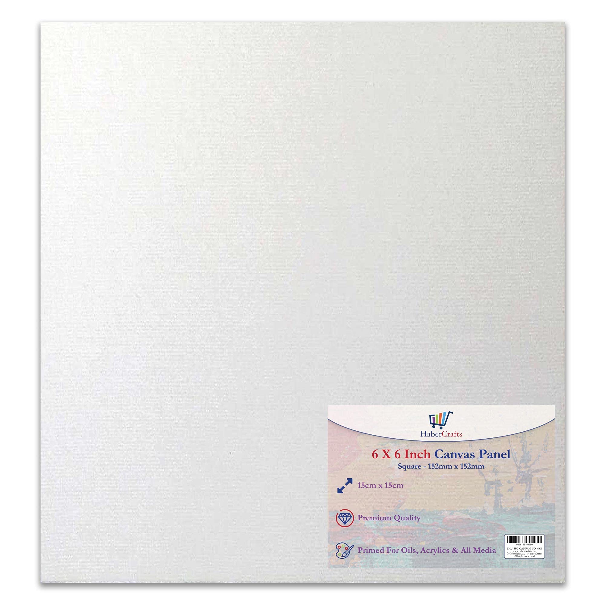 6 X 6” / 15 x 15cm Canvas Panel Stretched Blank Canvas Board Primed Artist Boards 100% Cotton for Oil Paint Acrylic Painting Mixed Media White Canvases Painting Panel (6x6 Inch - 1 Board)