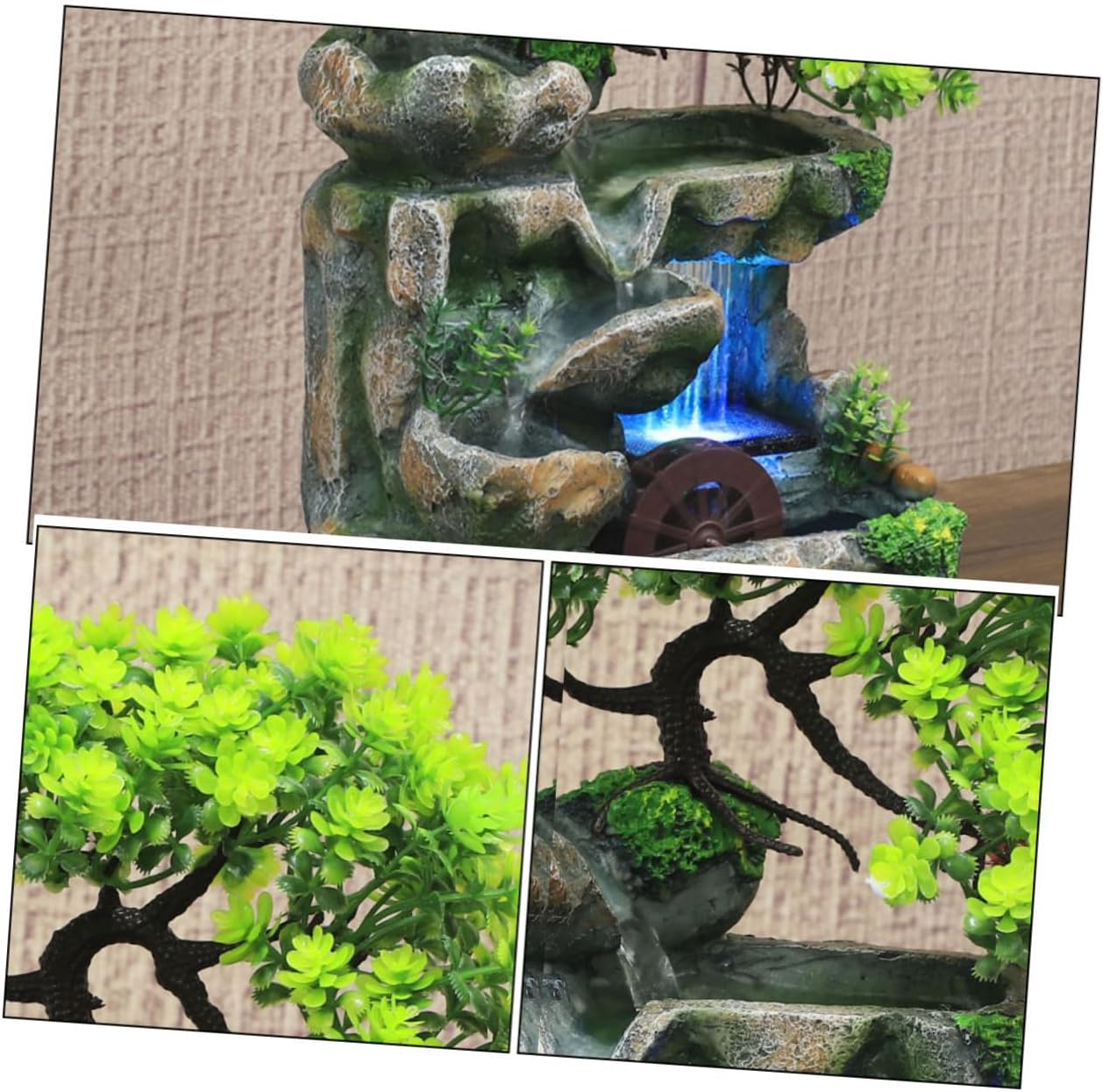 Modern Desk Water Fountain Zen Decor Small Water Feature Realistic Waterfall Mini Tabletop