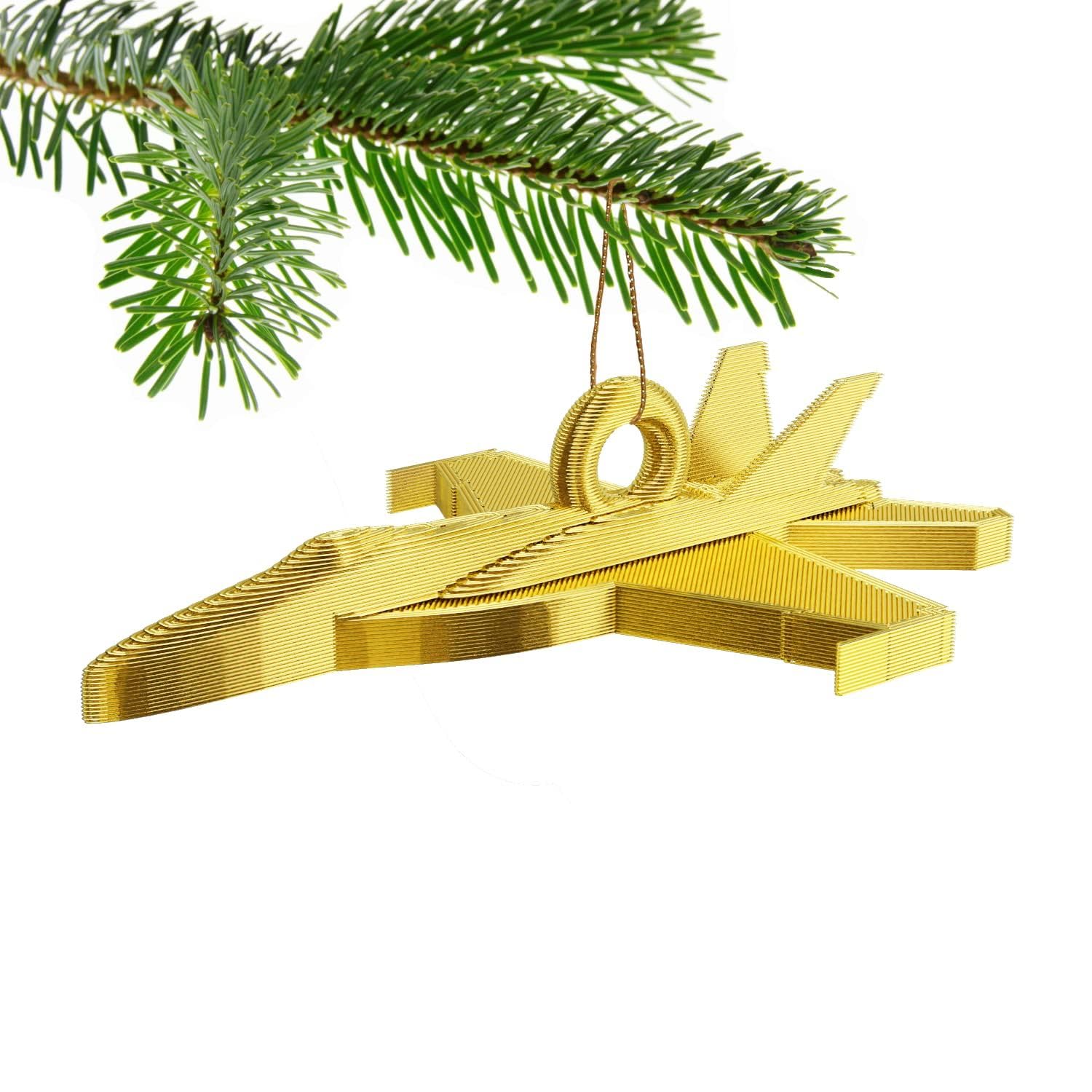 Super Hornet Fighter Jet Christmas Tree Bauble Decoration Ornament For Christmas Xmas Noel (Gold)
