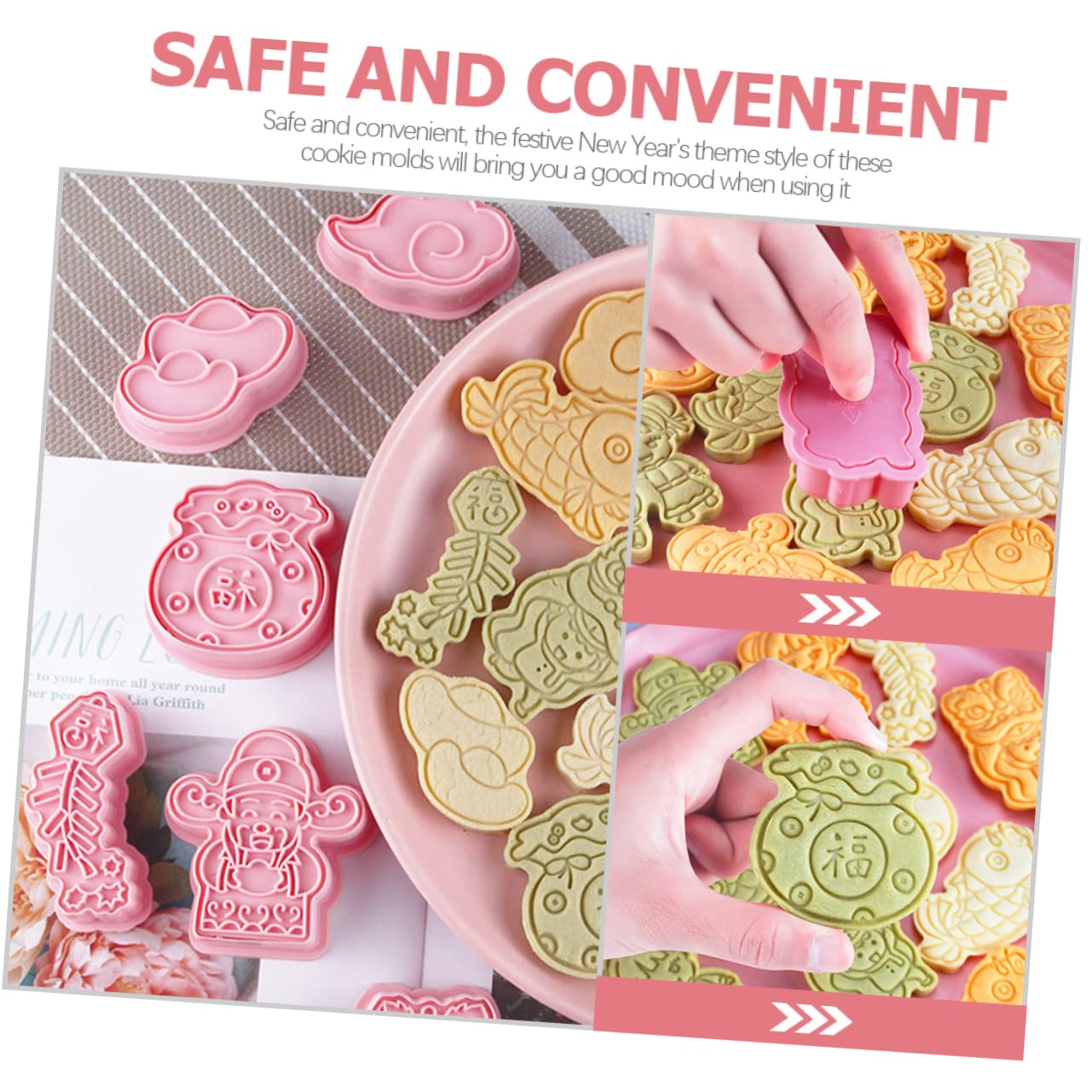 MAGICLULU 5 Juegos Molde De Galletas Sellos De Galletas 3d Mini Cortadores De Galletas De Navidad Cortador De Galletas Circular Fabricante De Moldes De Postre El Plastico Rosa 8 Uds * 5