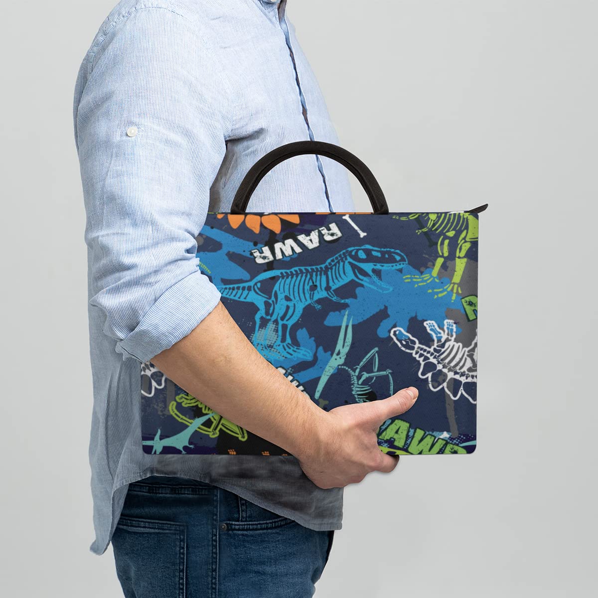 Dino pokrowiec na laptopa 13-16 cali dinozaur dinozaur ręczny pokrowiec na laptopa teczka listonoszka torba do przenoszenia dla kobiet mężczyzn dzieci chłopców dziewcząt