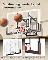 Vista 2 de Wall Mounted Basketball Hoop Indoor Outdoor with 52 Inch Shatterproof Backboard, Adjustable Garage Wall Mount Basketball Goal System