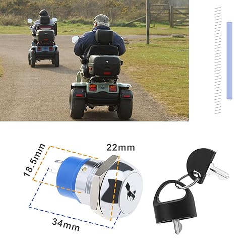 Miniatura 3 de Interruptor de arranque de encendido con 2 teclas, 3 posiciones, encendido y apagado, interruptor de encendido Controles para movilidad, scooter,