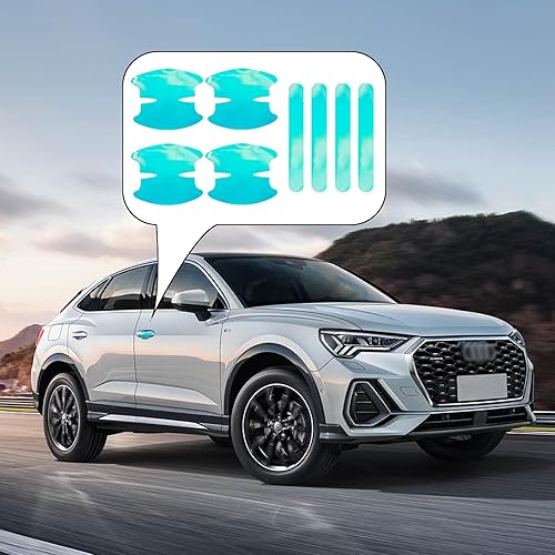 Miniatura 6 de 8 calcomanías protectoras para manija de puerta de automóvil, deslumbrantes protectores reflectantes de borde de puerta de automóvil, accesorios