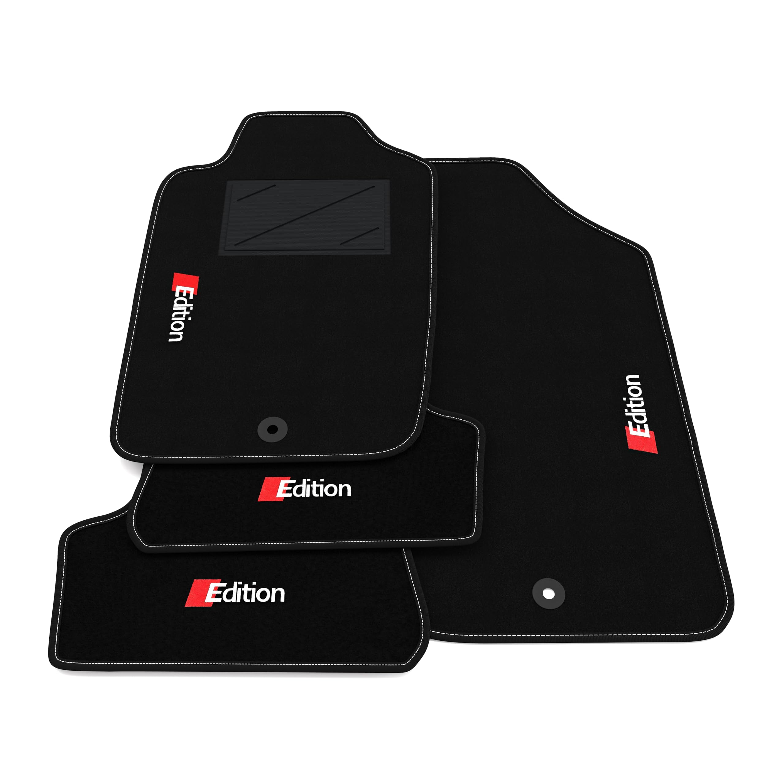 Zestawy dywaników samochodowych kompatybilne z Peugeot 206 CC - Coupé Convertible 2001-2007 - 1 hak mocujący | Zestaw dywaników samochodowych, haft ☐Edition, Dywaniki szyte na miarę