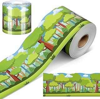 Zonon 65 Feet Forest Bulletin Board Border Decorative Classroom Decoration Paper Border Trim Rolled for Back to School Wall Chalkboard Decor