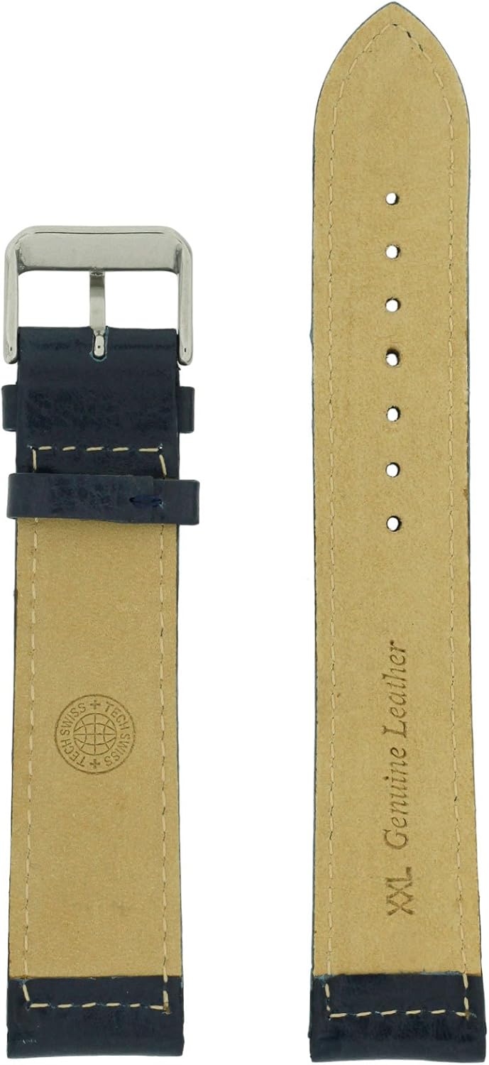 Tech Swiss 22mm XL Extra Long Watch Band Navy Blue Replacement Watch Strap Mens