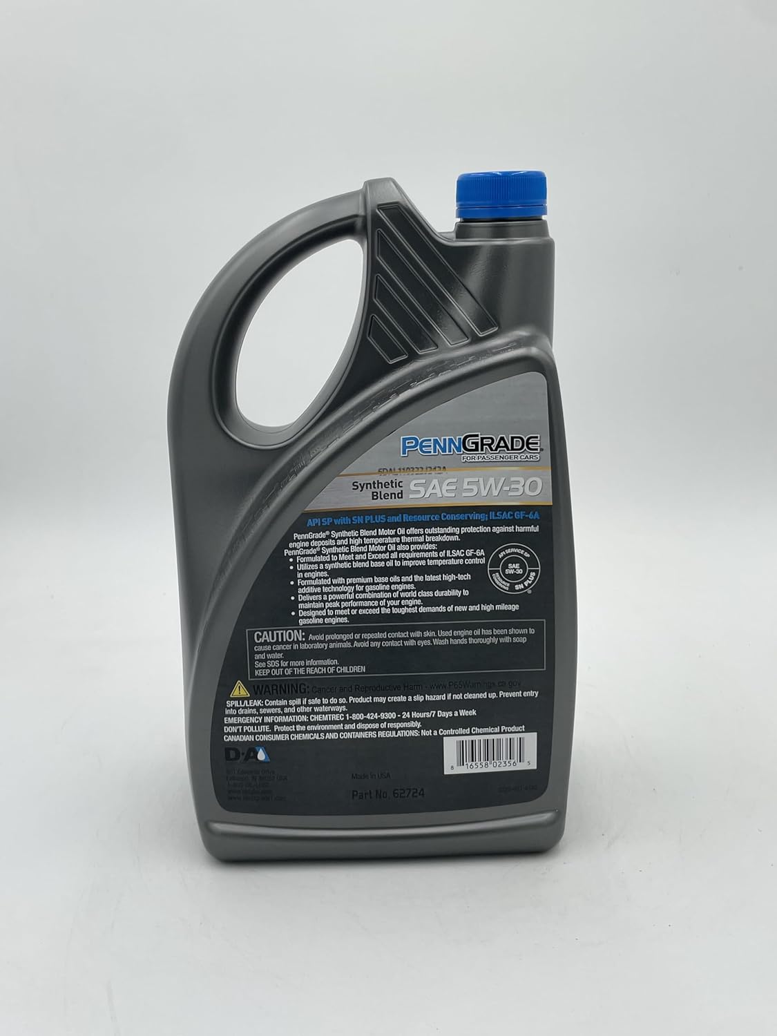 PennGrade Motor Oil | D-A Lubricants | Synthetic Blend | SAE 5W-30 | 4 Gallon Case (16 Quarts)