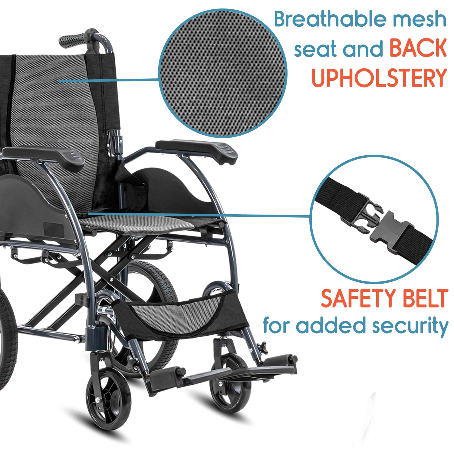 KosmoCare Stylex Premium Imported Ultra lightweight Transporter Wheelchair With Seat Belt - Crest Series-Grey KosmoCare Stylex Premium Imported Ultra lightweight Transporter Wheelchair With Seat Belt - Crest Series-Grey